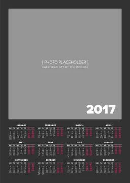 Simple 2017 year calendar Stock Illustration