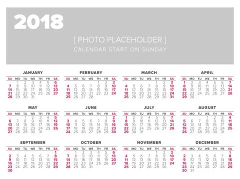 Simple 2018 year calendar Stock Illustration