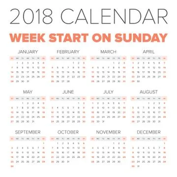 Simple 2018 year calendar Stock Illustration