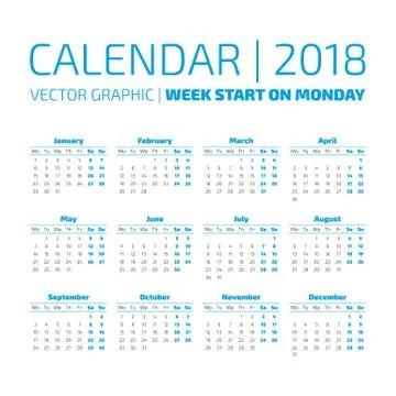 Simple 2018 year calendar Stock Illustration