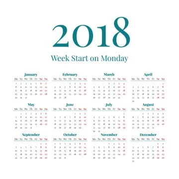 Simple 2018 year calendar Stock Illustration