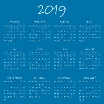 Simple 2019 year calendar Stock Illustration