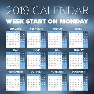 Simple 2019 year calendar Stock Illustration