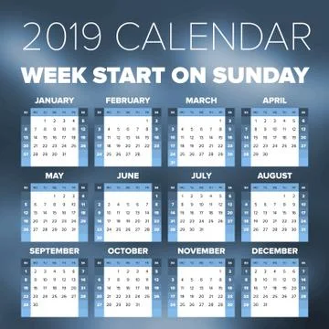 Simple 2019 year calendar Stock Illustration