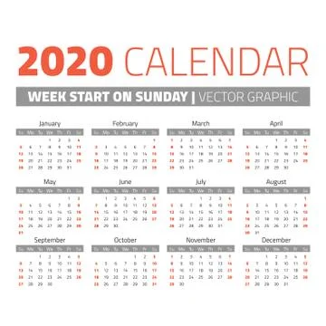 Simple 2020 year calendar Stock Illustration