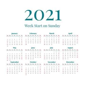 Simple 2021 year calendar Stock Illustration