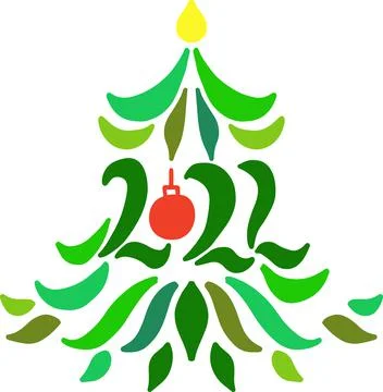 Simple 2022 New Year tree vector illustration. Stock Illustration