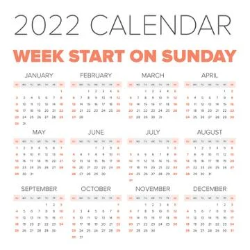 Simple 2022 year calendar Stock Illustration
