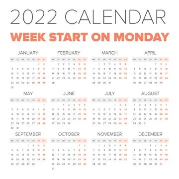 Simple 2022 year calendar Stock Illustration