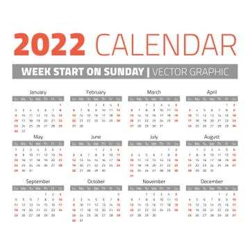 Simple 2022 year calendar Stock Illustration