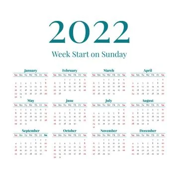 Simple 2022 year calendar Stock Illustration