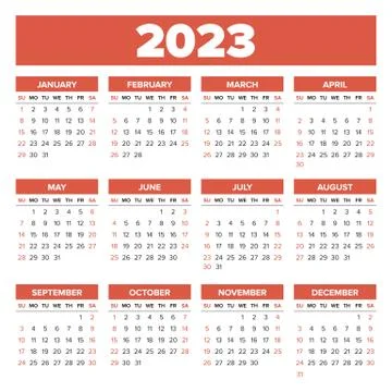 Simple 2023 year calendar Stock Illustration