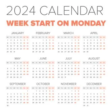 Simple 2024 year calendar Stock Illustration