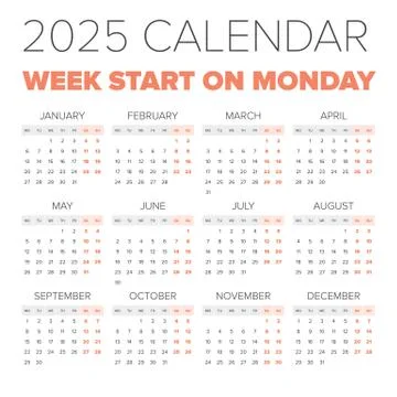 Simple 2025 year calendar Stock Illustration