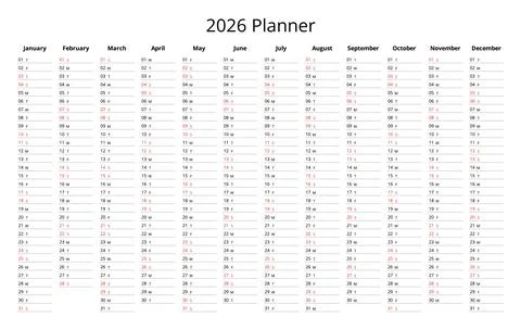 Simple 2026 planner minimalist design Illustrazione stock
