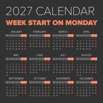 Simple 2027 year calendar Stock Illustration