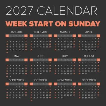 Simple 2027 year calendar Stock Illustration