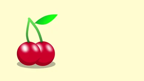 A simple 2.5D animation of a pair of red cherries with a green leaf and stem Stock Footage 316798901
