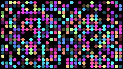 Simple 2D animation of colourful hexagon pattern Stock Footage 277353945