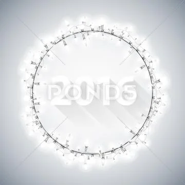Simple 3D 2016 with Christmas Lights Stock Illustration