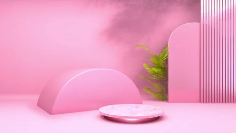Simple 3D abstract elegant pink marble pedestal podium background display w.. Video stock 317645317