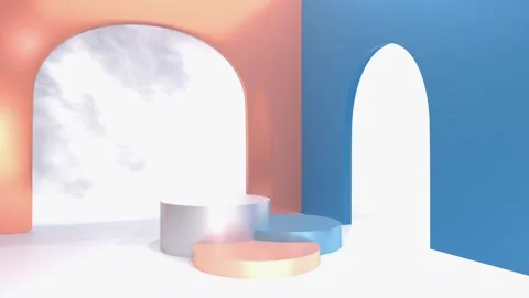 Simple 3D abstract render white concrete pedestal round podium background d.. 動画素材 317645313