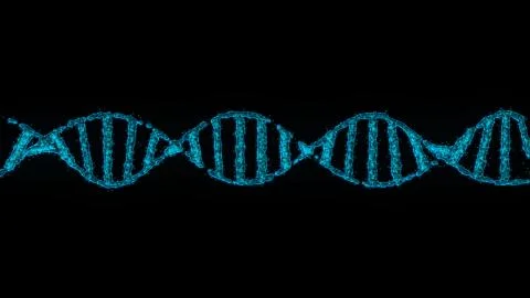 Simple 3D animation of DNA string on black background Stock Illustration