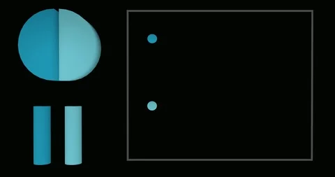 Simple 3d animation rising bar and circle diagram 50 percent 2 points side Stock Footage 123642522