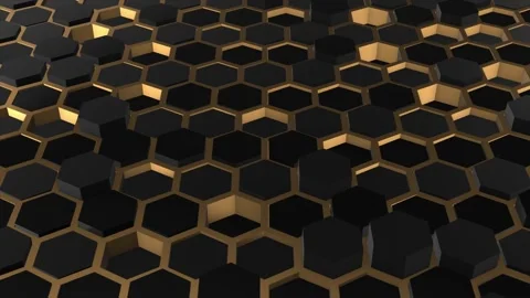 Simple 3d black hexagonal geometrical shapes with luxury futuristic background Stock Footage 296047059