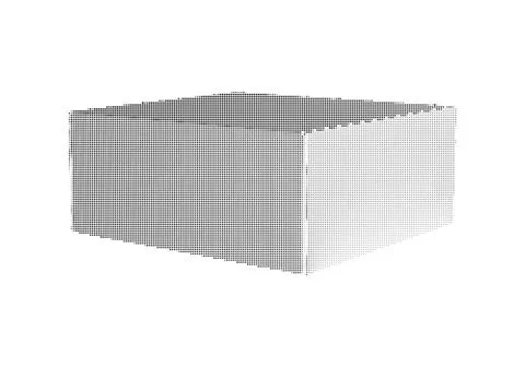 Simple 3d cube box shape featuring halftone dot shading for modern graphic .. Ilustración de archivo