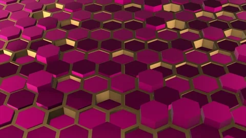 Simple 3d Magenta hexagonal geometrical shapes with luxury futuristic background Stock Footage 296049123