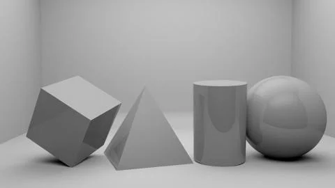 Simple 3d objects background Illustrazione stock