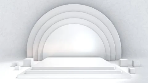 Simple 3D render abstract clean white blank cube pedestal podium background.. Stock Footage 317645420