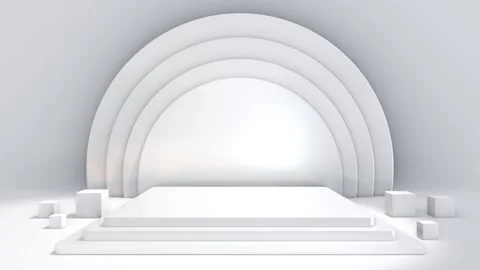 Simple 3D render abstract clean white blank cube pedestal podium background.. Stock Footage 317645421