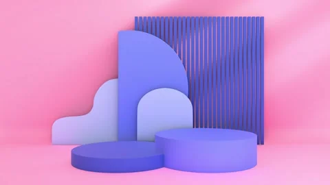 Simple 3D render clean pink purple pedestal podium background exhibition di.. Stock Footage 317645407