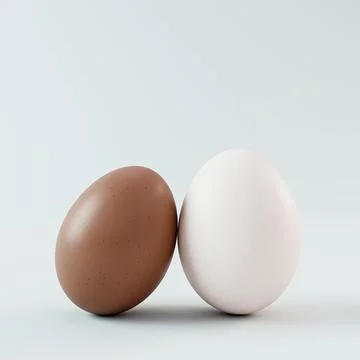 Simple 3D Studio Shot of Brown and White Organic Eggs Ilustração Stock