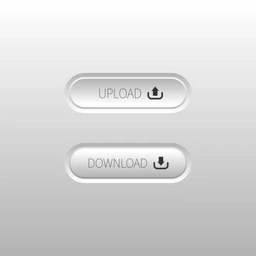Simple 3D style Upload and Download round rectangle button with Icon Stock Illustration
