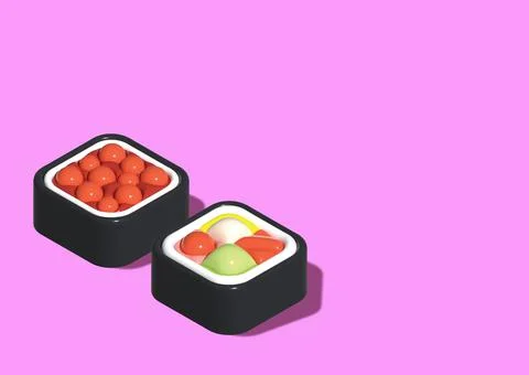 Simple 3D sushi rolls Stock Illustration