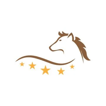 Simple 5 five star horse head Logo Template Vector illustration design Stock Illustration