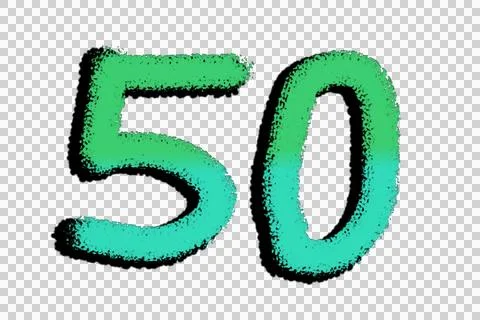 Simple 50 green gradient number. A modern and minimalist aesthetic. Black s.. Illustrazione stock