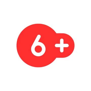 Simple 6 plus red icon like age limit Stock Illustration