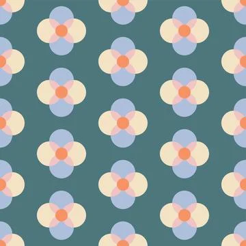 Simple 60s Style Minimal Vector Seamless Floral Pattern Stock Illustration