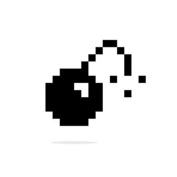 Simple 8bit bomb black icon Illustrazione stock