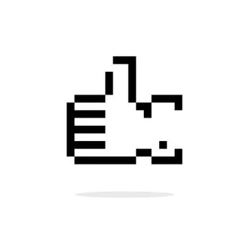 Simple 8bit thumbs up like black icon Illustrazione stock