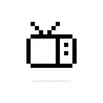 Simple 8bit tv black icon Stock Illustration