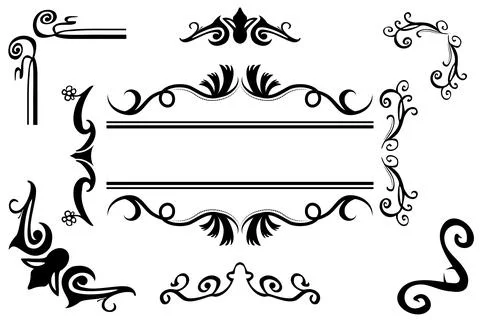Simple 9 Vector Black Classic Floral Border, Design Element for your Title, W Illustrazione stock