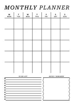Simple A4 Size Monthly Planner Template Pages Illustrazione stock