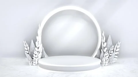 Simple abstract 3D render round circle shape pedestal podium backdrop show .. Stock Footage 317645354