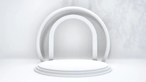 Simple abstract 3D render round arch pedestal podium backdrop exhibition di.. Stockbeeldmateriaal 317645381