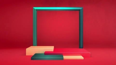Simple abstract 3D render square cube pedestal podium backdrop exhibition d.. Video stock 317645279
